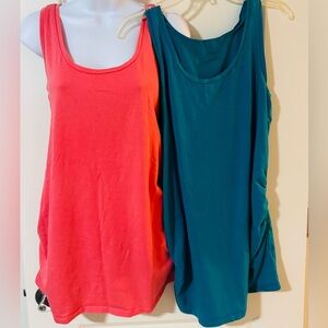 Motherhood Maternity Coral and Blue Tank Tops